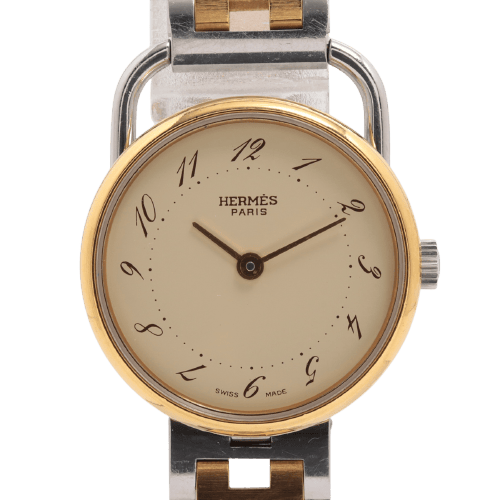 Hermès Arceau - Montre bicolore en acier et plaqué or jaune