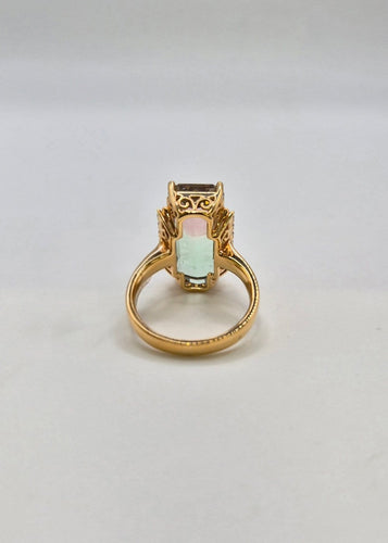 54 Bague tourmaline « melon d'eau » en or jaune et diamants 58 Facettes 323/791