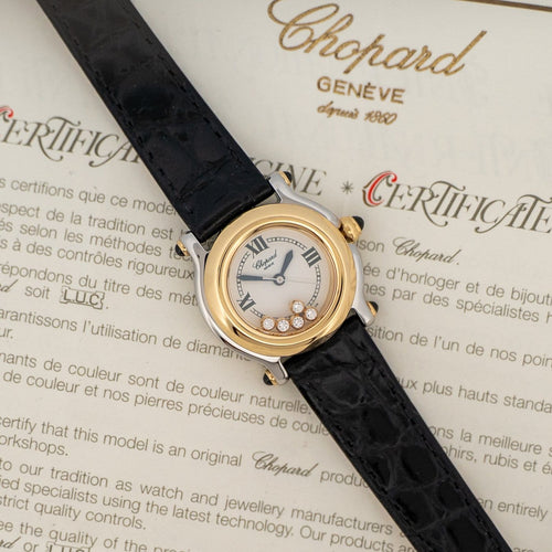 Chopard Happy Sport - Montre SM acier, or jaune et diamants 58 Facettes 574