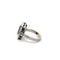 55 Bague rectangulaire en or blanc, topaze bleue et diamants 58 Facettes 50497