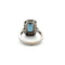 55 Bague rectangulaire en or blanc, topaze bleue et diamants 58 Facettes 50497