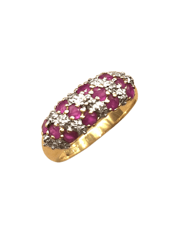 57 Bague pavée rubis et diamants en or 18 ct 58 Facettes CV-109