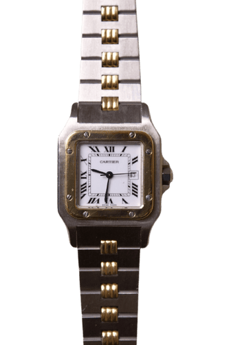Cartier Santos Carrée Godron - Montre en acier et or jaune