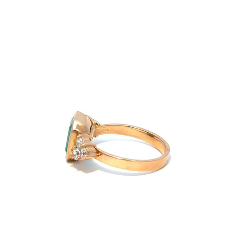 Bague 56 Bague en or jaune avec émeraude colombienne et diamants 58 Facettes 50499