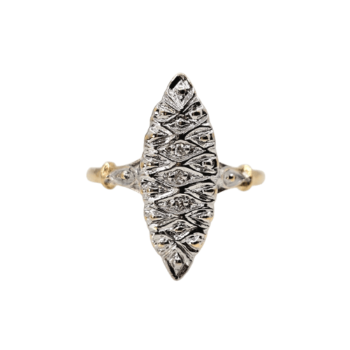 49.5 Bague marquise en or jaune et blanc et diamants 58 Facettes 756