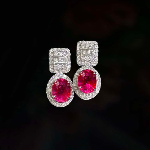Boucles d'oreilles en or blanc 18K, rubis et diamants 58 Facettes GER1014RD-1