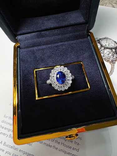 Bague Bague en or 18 carats avec saphir Royal Blue et diamants 58 Facettes jnci155