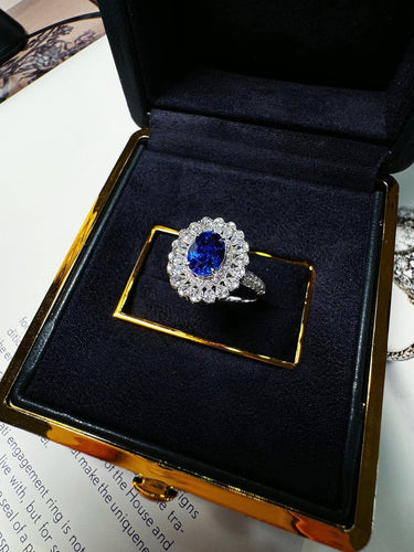 Bague Bague en or 18 carats avec saphir Royal Blue et diamants 58 Facettes jnci155
