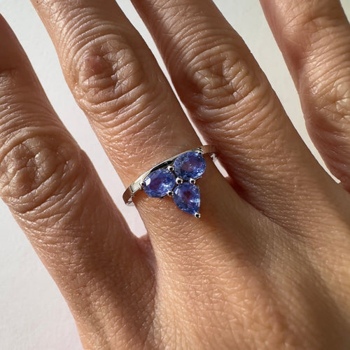 53 Eden - Bague en or blanc 18K et tanzanites 58 Facettes GBR1215TZ