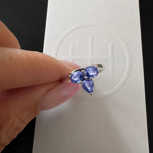 53 Eden - Bague en or blanc 18K et tanzanites 58 Facettes GBR1215TZ
