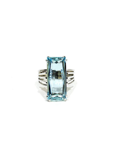 49.5 Bague en or blanc 18 carats et aiguë-marine 58 Facettes 1810616