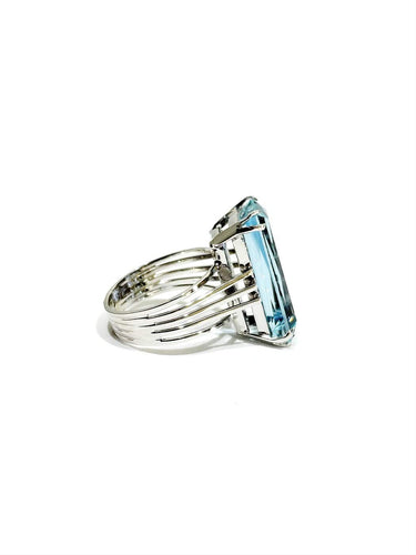 49.5 Bague en or blanc 18 carats et aiguë-marine 58 Facettes 1810616