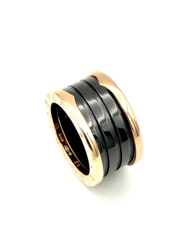 53 BVLGARI B.zero1 - Bague en or rose et céramique noire 58 Facettes BVLGARI BG