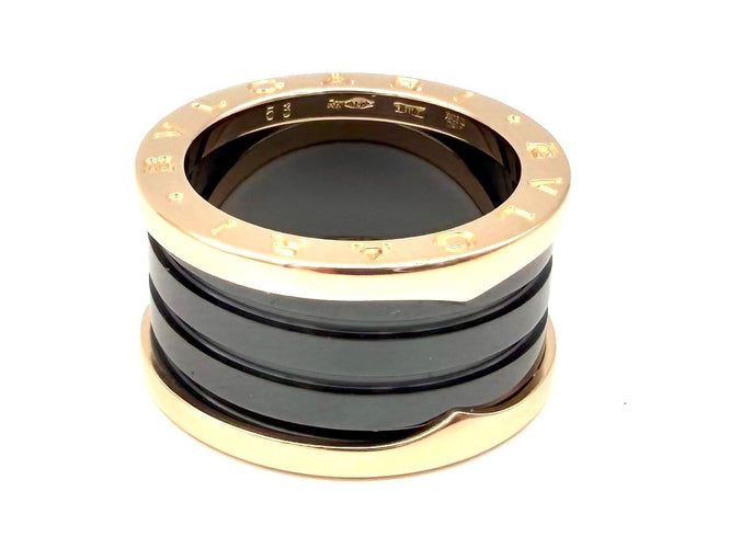 53 BVLGARI B.zero1 - Bague en or rose et céramique noire 58 Facettes BVLGARI BG