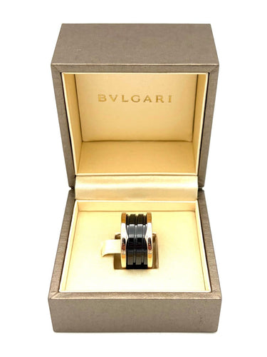 53 BVLGARI B.zero1 - Bague en or rose et céramique noire 58 Facettes BVLGARI BG