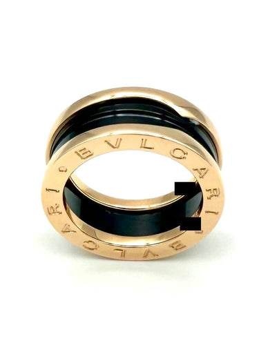 51 BVLGARI B.zero1 - Bague en or rose et céramique 58 Facettes BVLGARI BG