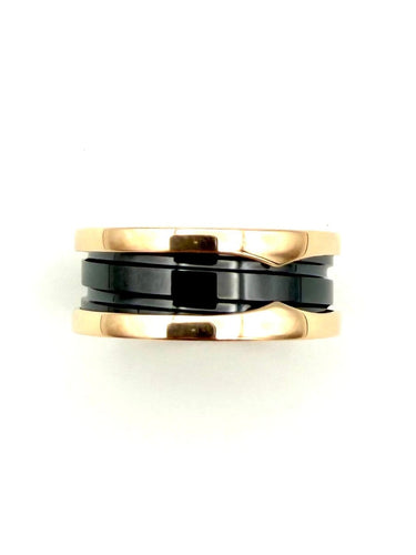 51 BVLGARI B.zero1 - Bague en or rose et céramique 58 Facettes BVLGARI BG