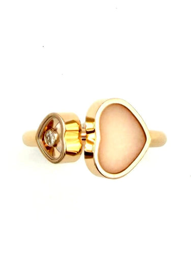 51 Chopard Happy Hearts - Bague en or rose, diamant et opale rose 58 Facettes CHOPARD BG
