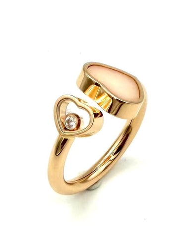 51 Chopard Happy Hearts - Bague en or rose, diamant et opale rose 58 Facettes CHOPARD BG