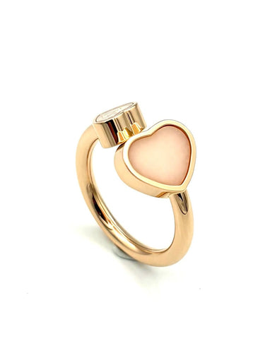 51 Chopard Happy Hearts - Bague en or rose, diamant et opale rose 58 Facettes CHOPARD BG