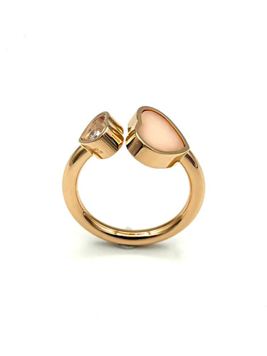51 Chopard Happy Hearts - Bague en or rose, diamant et opale rose 58 Facettes CHOPARD BG