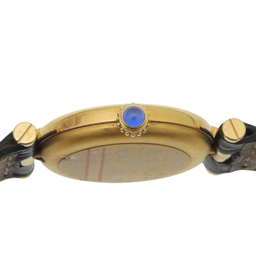 Cartier Must Vendôme - Montre vermeil et cuir noir 58 Facettes v82k812cmo