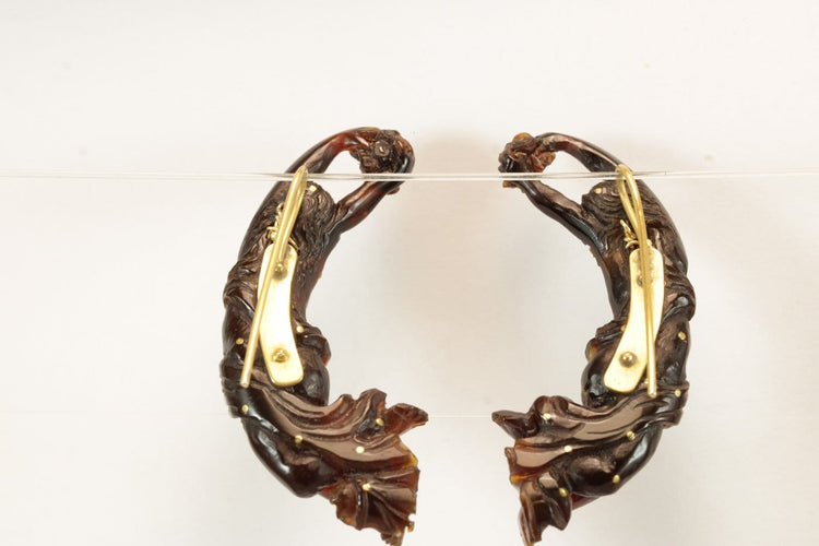 Boucles d'oreilles anciennes en écaille, or et perles 58 Facettes 7734