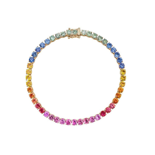 Bracelet Bracelet tennis en or 18 carats et saphirs multicolores 58 Facettes GBT1025YG