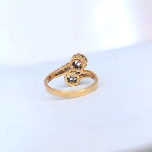 54 Bague toi et moi vintage en or 18K deux tons et diamants 58 Facettes 1795