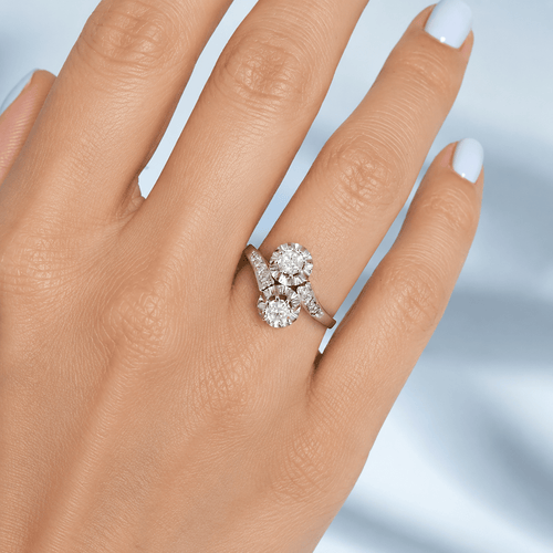 54 Bague toi et moi vintage en or 18K deux tons et diamants 58 Facettes 1795