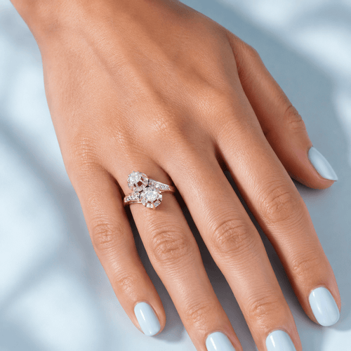 54 Bague toi et moi vintage en or 18K deux tons et diamants 58 Facettes 1795