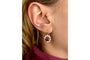Boucles d'oreilles fleurs en or jaune, diamants et rubis synthétiques 58 Facettes 10716