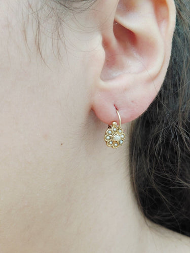 Boucles d'oreilles dormeuses en or jaune et perles 58 Facettes 1810943