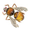 Charming Interbellum Bee Brooch, ca. 1930, with Tiger’s Eye and Diamonds 58 Facettes 26050-0106
