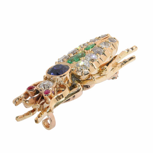 Broche insecte victorienne française en or jaune, diamants et pierres précieuses 58 Facettes 26050-0266