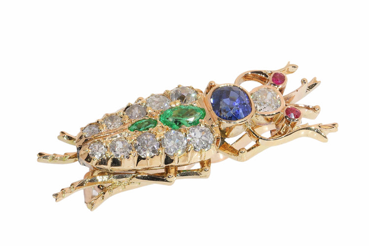 Broche insecte victorienne française en or jaune, diamants et pierres précieuses 58 Facettes 26050-0266
