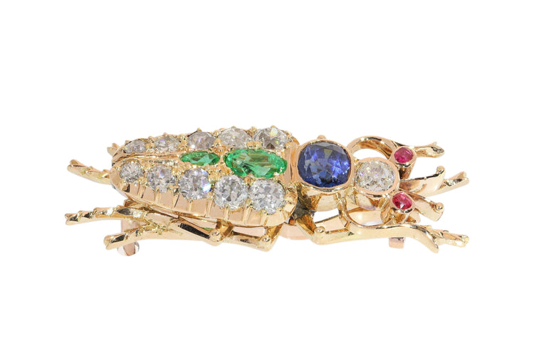 Broche insecte victorienne française en or jaune, diamants et pierres précieuses 58 Facettes 26050-0266