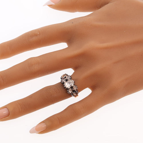 64 Bague georgienne en or jaune et argent avec diamants taille rose 58 Facettes 26058-0278