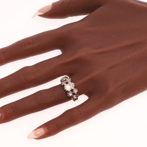 64 Bague georgienne en or jaune et argent avec diamants taille rose 58 Facettes 26058-0278