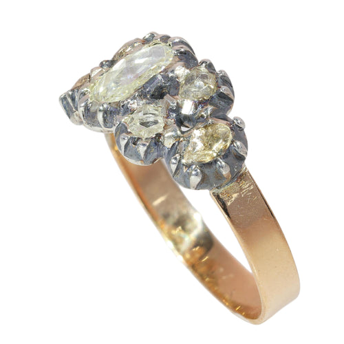 64 Bague georgienne en or jaune et argent avec diamants taille rose 58 Facettes 26058-0278
