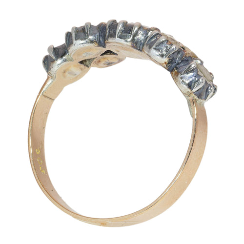 64 Bague georgienne en or jaune et argent avec diamants taille rose 58 Facettes 26058-0278