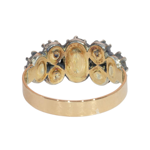 64 Bague georgienne en or jaune et argent avec diamants taille rose 58 Facettes 26058-0278