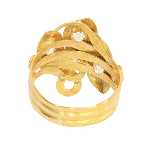 61 Bague triple serpent victorienne en or jaune et diamants taille ancienne 58 Facettes 26065-0149