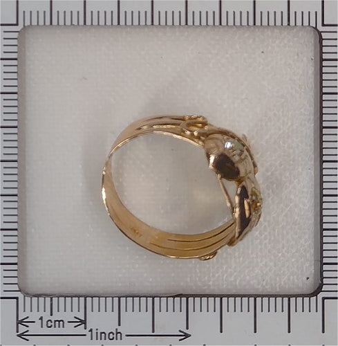 61 Bague triple serpent victorienne en or jaune et diamants taille ancienne 58 Facettes 26065-0149