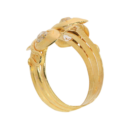 61 Bague triple serpent victorienne en or jaune et diamants taille ancienne 58 Facettes 26065-0149