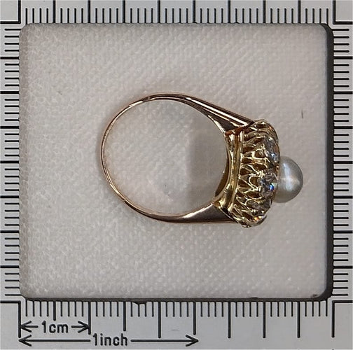 51 Bague victorienne en or jaune et rouge, perle et diamants 58 Facettes 26085-0085