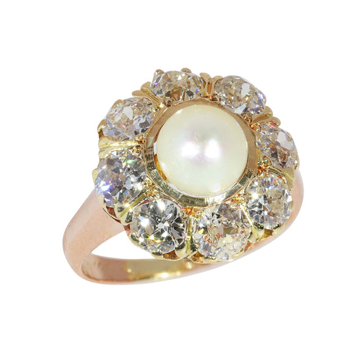 51 Bague victorienne en or jaune et rouge, perle et diamants 58 Facettes 26085-0085