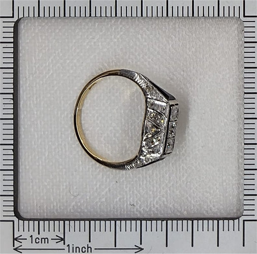 52 Art déco - Bague en or jaune, platine, diamants et onyx 58 Facettes 26085-0110