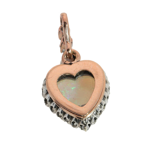 Victorien - Pendentif cœur en or rouge, opales et diamants 58 Facettes 26085-0213