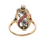 56 Bague florale ajourée en or jaune, diamants et rubis synthétiques 58 Facettes 26089-0315